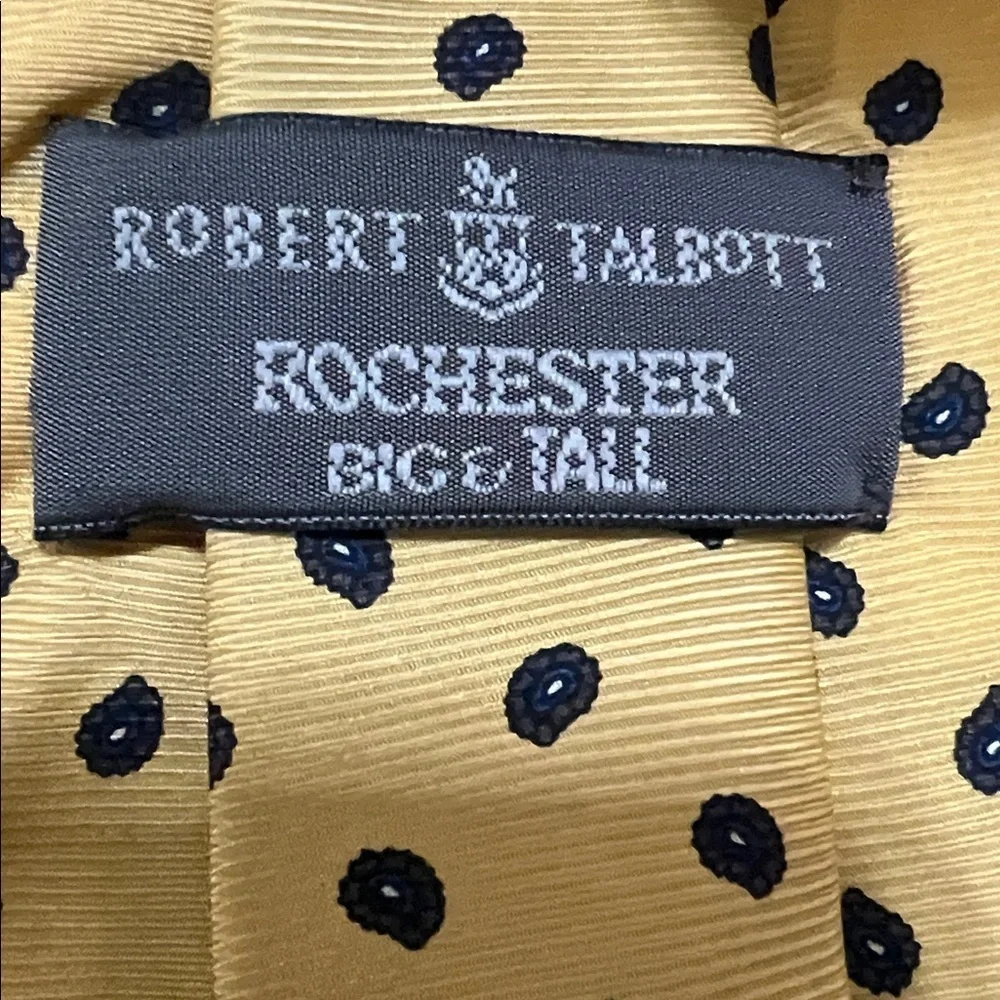 Robert Talbott- Rochester big and Tall Gold and Black Polka Dot Tie